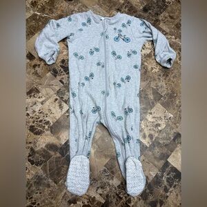 Pekkle Gray Bicycle Print Kids Pajamas 18 months